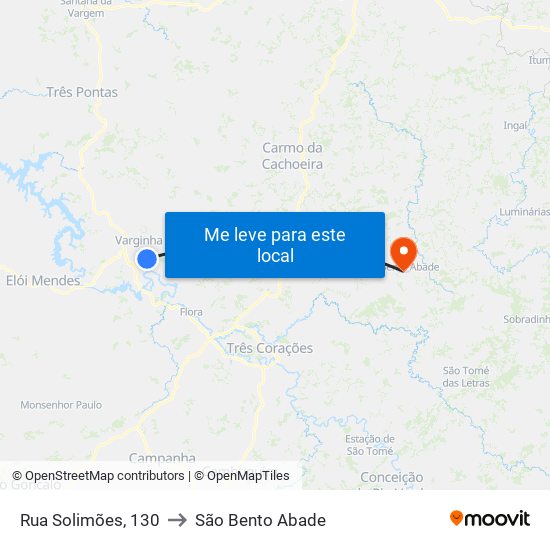 Rua Solimões, 130 to São Bento Abade map