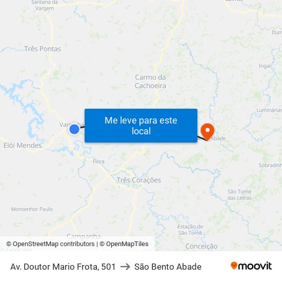 Av. Doutor Mario Frota, 501 to São Bento Abade map