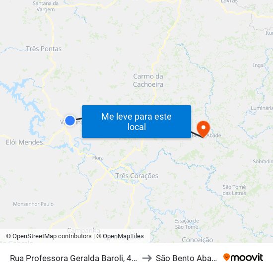 Rua Professora Geralda Baroli, 440 to São Bento Abade map