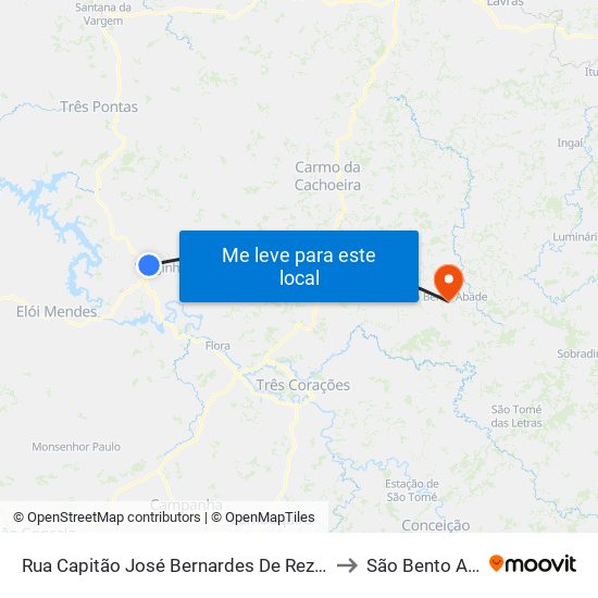 Rua Capitão José Bernardes De Rezende, 1049 to São Bento Abade map