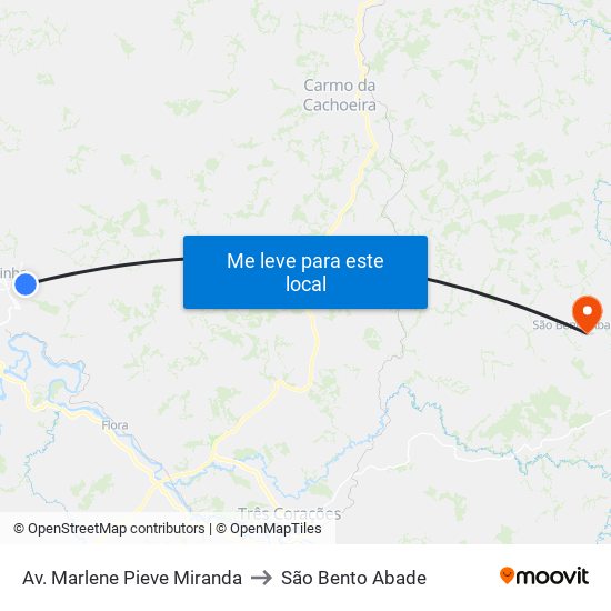 Av. Marlene Pieve Miranda to São Bento Abade map