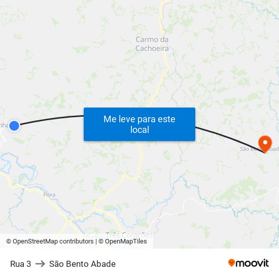 Rua 3 to São Bento Abade map