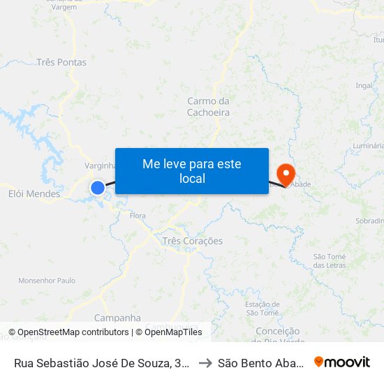 Rua Sebastião José De Souza, 313 to São Bento Abade map