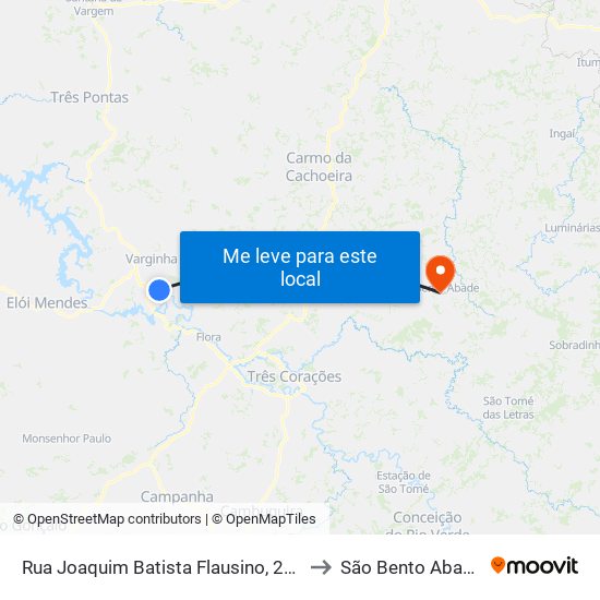 Rua Joaquim Batista Flausino, 201 to São Bento Abade map