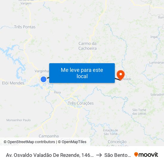 Av. Osvaldo Valadão De Rezende, 1465 | Sentido Centro to São Bento Abade map