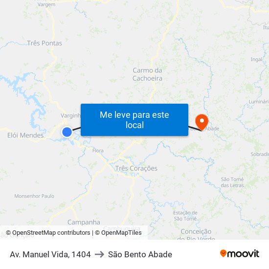 Av. Manuel Vida, 1404 to São Bento Abade map