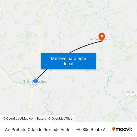 Av. Prefeito Orlando Rezende Andrade, 725 to São Bento Abade map