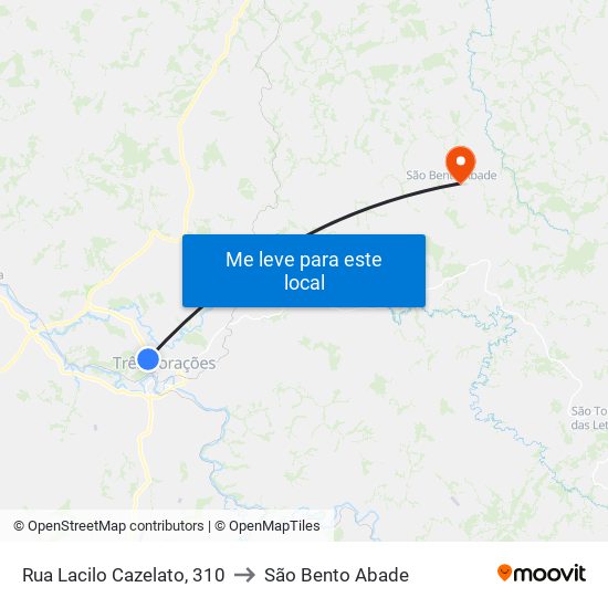 Rua Lacilo Cazelato, 310 to São Bento Abade map