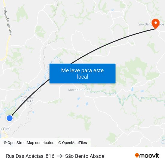 Rua Das Acácias, 816 to São Bento Abade map