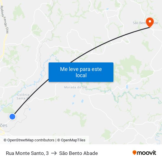 Rua Monte Santo, 3 to São Bento Abade map