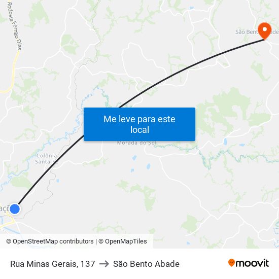 Rua Minas Gerais, 137 to São Bento Abade map