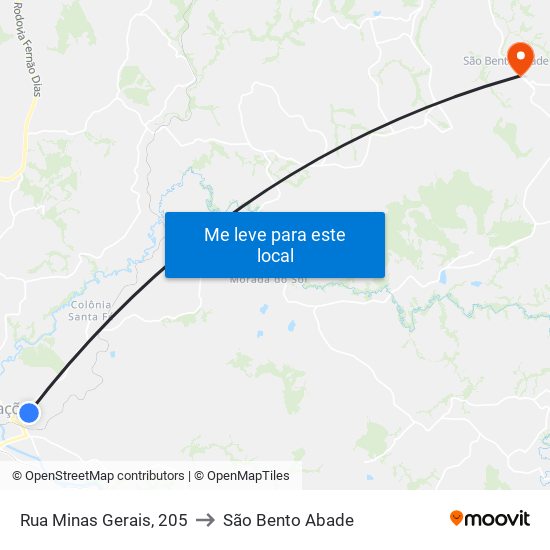 Rua Minas Gerais, 205 to São Bento Abade map