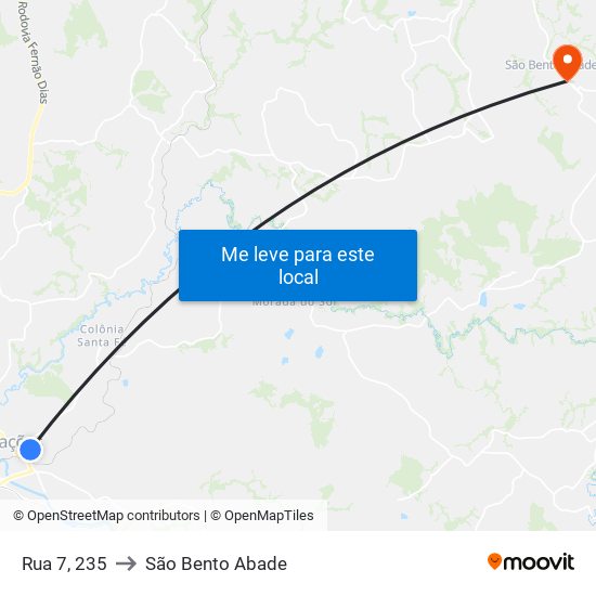 Rua 7, 235 to São Bento Abade map