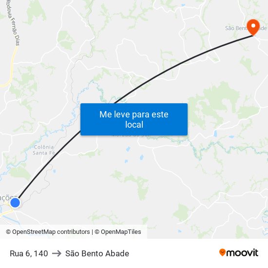 Rua 6, 140 to São Bento Abade map