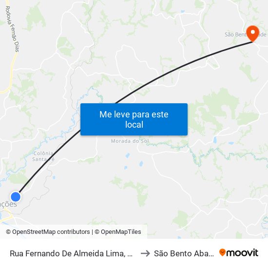 Rua Fernando De Almeida Lima, 130 to São Bento Abade map
