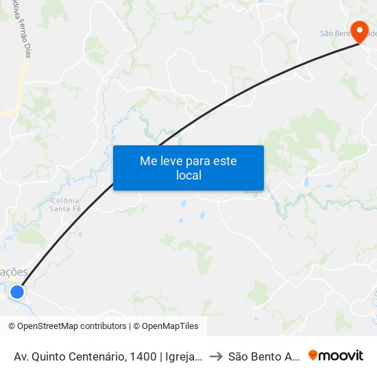 Av. Quinto Centenário, 1400 | Igreja Mórmon to São Bento Abade map