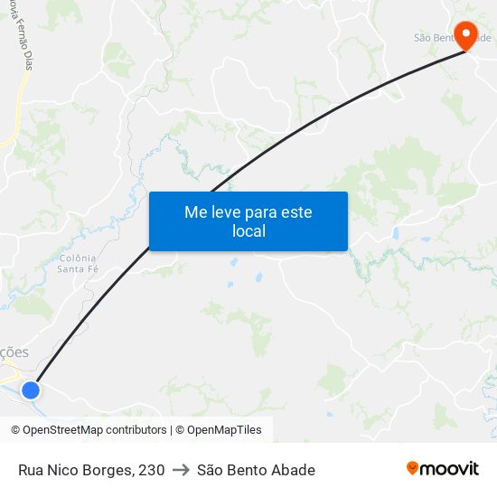 Rua Nico Borges, 230 to São Bento Abade map