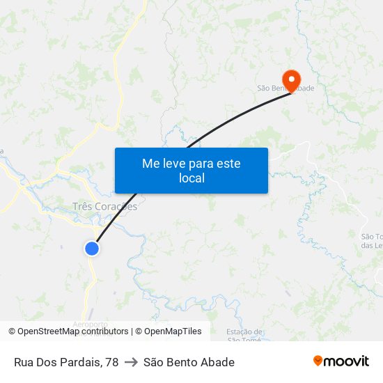 Rua Dos Pardais, 78 to São Bento Abade map