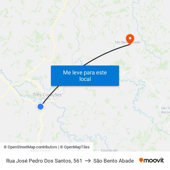Rua José Pedro Dos Santos, 561 to São Bento Abade map