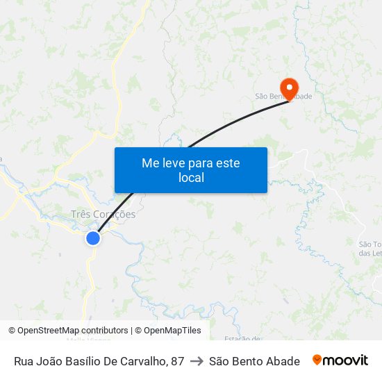 Rua João Basílio De Carvalho, 87 to São Bento Abade map