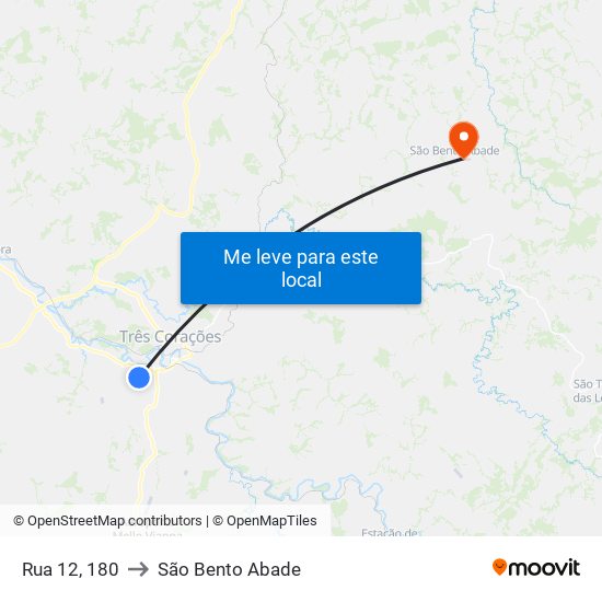 Rua 12, 180 to São Bento Abade map