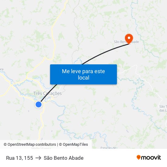 Rua 13, 155 to São Bento Abade map