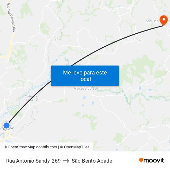 Rua Antônio Sandy, 269 to São Bento Abade map