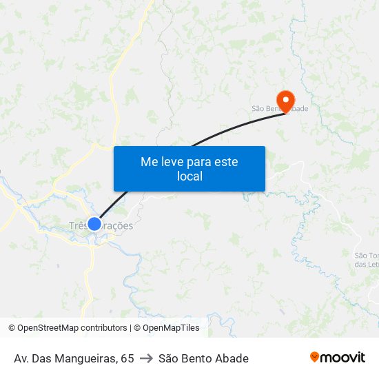 Av. Das Mangueiras, 65 to São Bento Abade map
