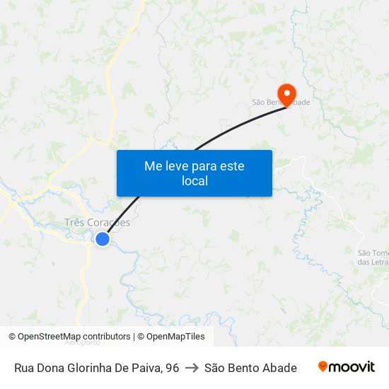 Rua Dona Glorinha De Paiva, 96 to São Bento Abade map