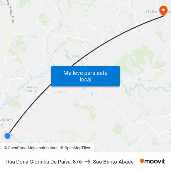Rua Dona Glorinha De Paiva, 876 to São Bento Abade map
