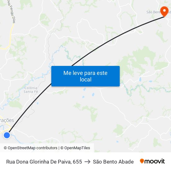 Rua Dona Glorinha De Paiva, 655 to São Bento Abade map