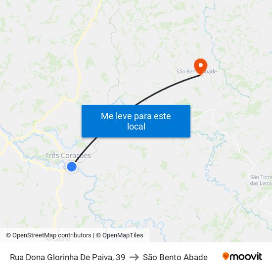 Rua Dona Glorinha De Paiva, 39 to São Bento Abade map