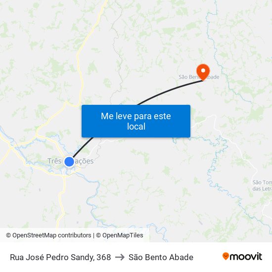 Rua José Pedro Sandy, 368 to São Bento Abade map