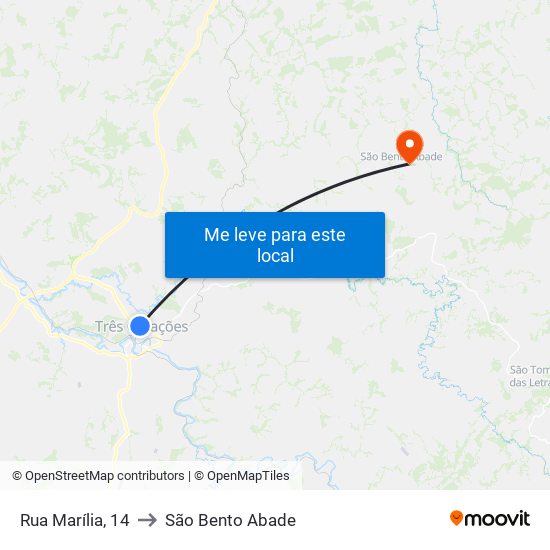 Rua Marília, 14 to São Bento Abade map