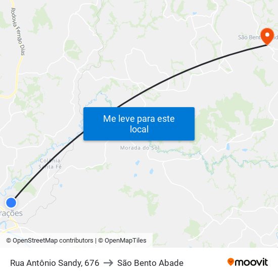 Rua Antônio Sandy, 676 to São Bento Abade map