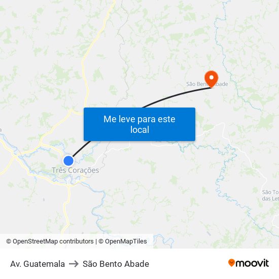 Av. Guatemala to São Bento Abade map