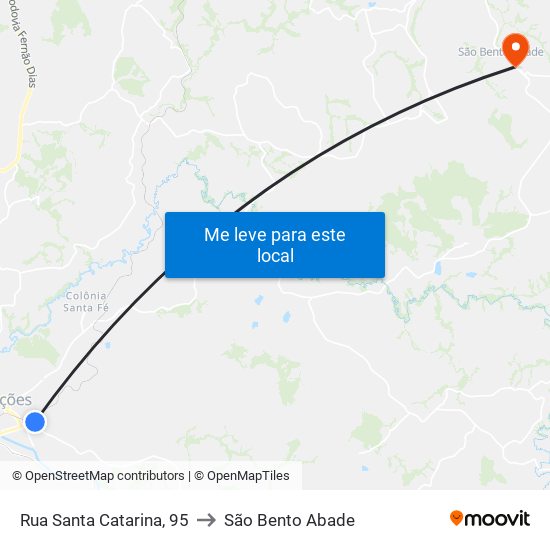 Rua Santa Catarina, 95 to São Bento Abade map