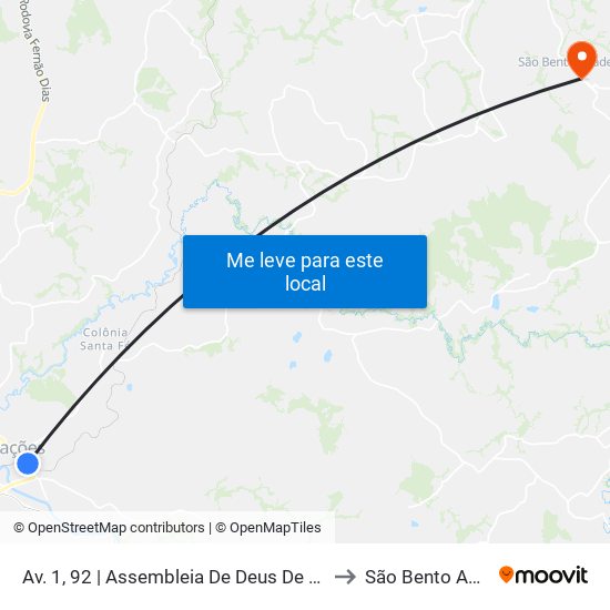 Av. 1, 92 | Assembleia De Deus De Curitiba to São Bento Abade map