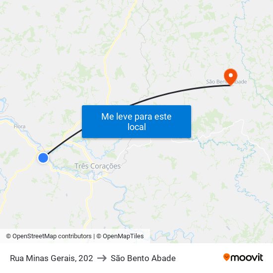 Rua Minas Gerais, 202 to São Bento Abade map