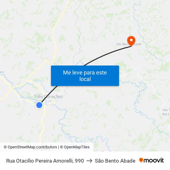 Rua Otacílio Pereira Amorelli, 990 to São Bento Abade map