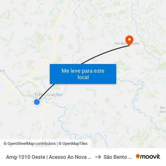 Amg-1010 Oeste | Acesso Ao Nova Três Corações to São Bento Abade map
