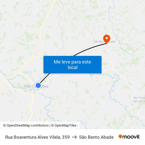 Rua Boaventura Alves Vilela, 359 to São Bento Abade map