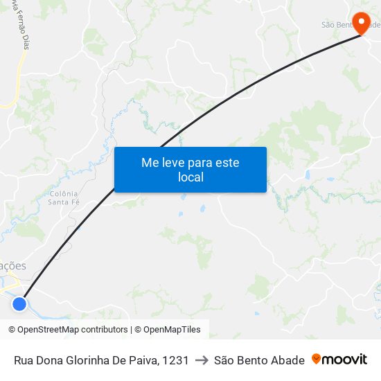 Rua Dona Glorinha De Paiva, 1231 to São Bento Abade map