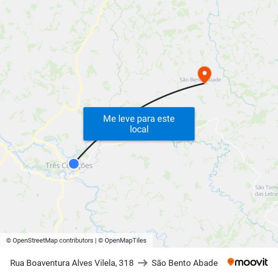 Rua Boaventura Alves Vilela, 318 to São Bento Abade map