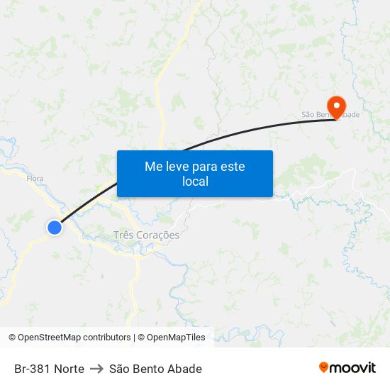 Br-381 Norte to São Bento Abade map
