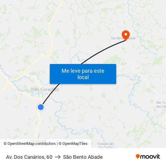 Av. Dos Canários, 60 to São Bento Abade map