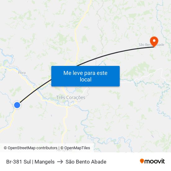Br-381 Sul | Mangels to São Bento Abade map