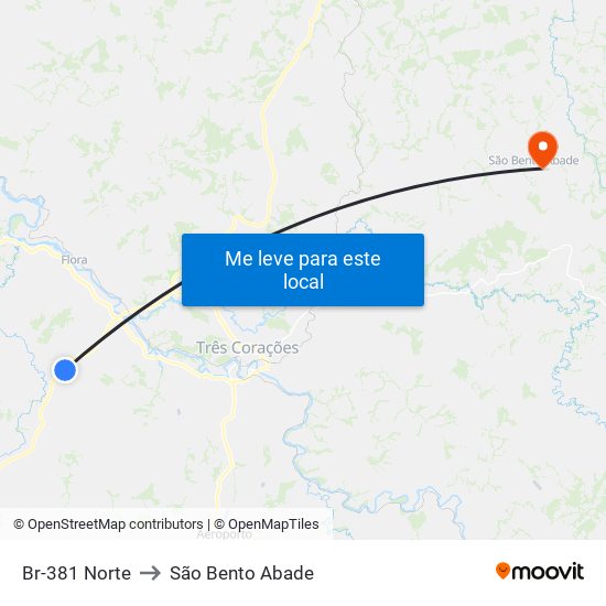 Br-381 Norte to São Bento Abade map