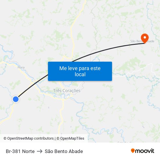 Br-381 Norte to São Bento Abade map