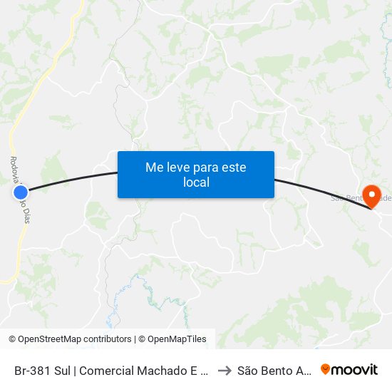 Br-381 Sul | Comercial Machado E Machado to São Bento Abade map